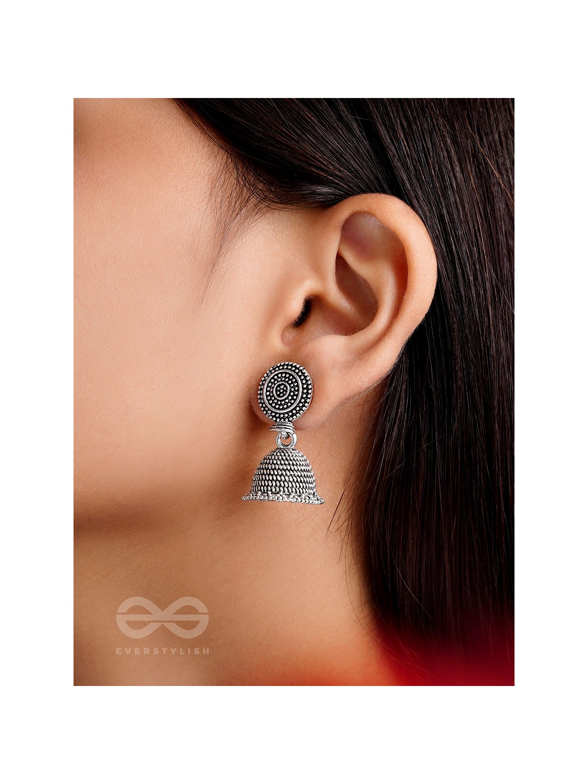 The Spotted Sun- Oxidised Jhumka Earrings