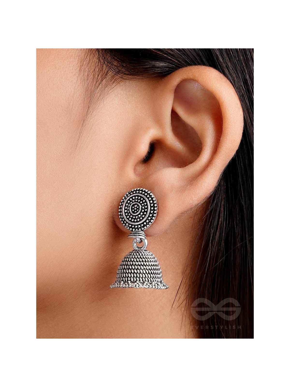 The Spotted Sun- Oxidised Jhumka Earrings