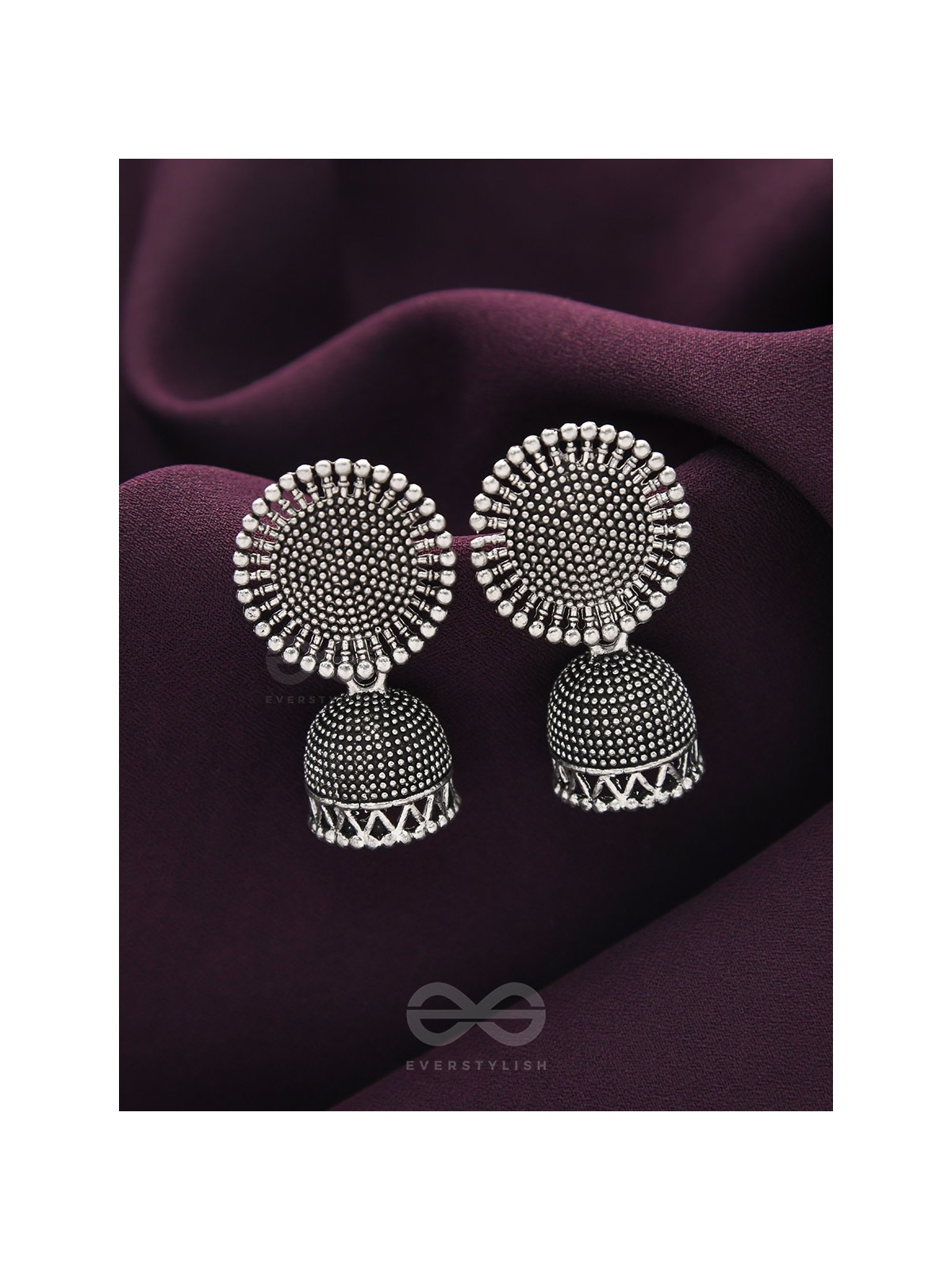 The Blazing Sunbeams- Oxidised Jhumka Earrings