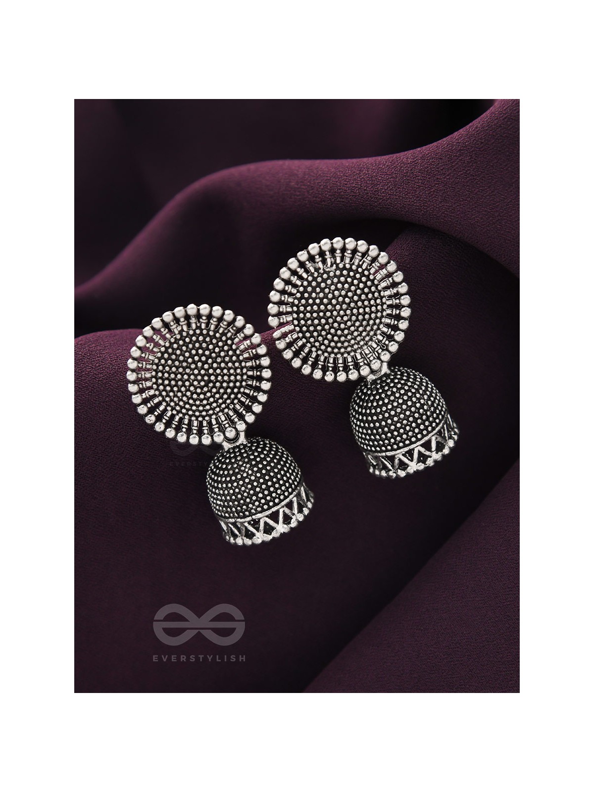 The Blazing Sunbeams- Oxidised Jhumka Earrings