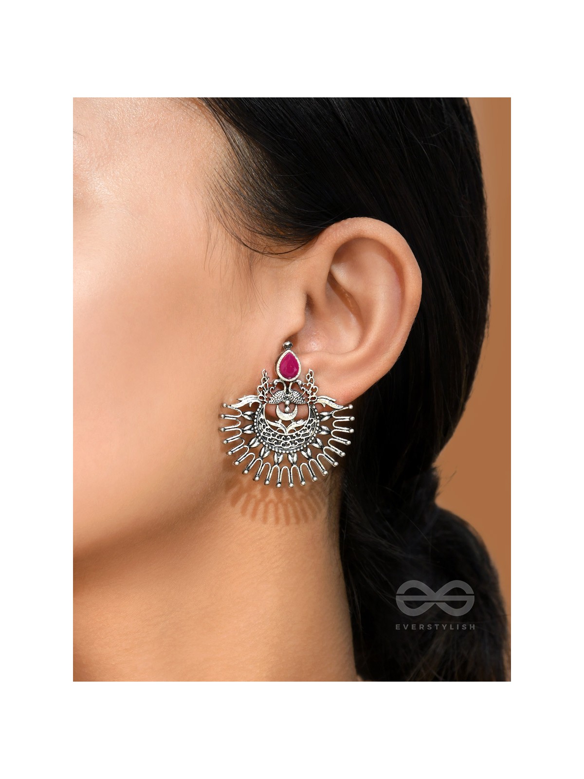 The Violet Vesper- Oxidised Embellished Earrings