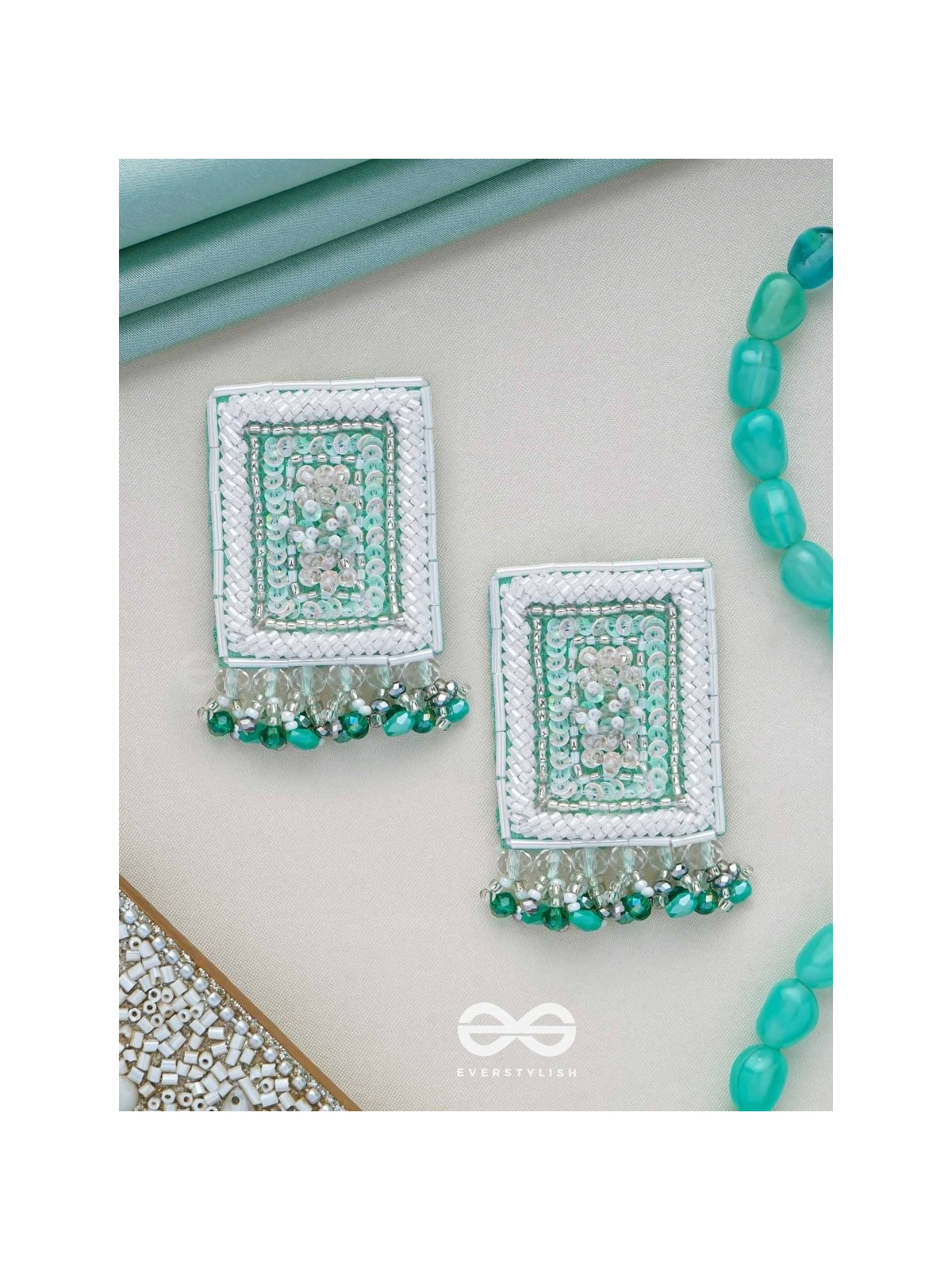 Aalekhya- The Pretty Painting- Sequins and Glass Beads Embroidered Earrings