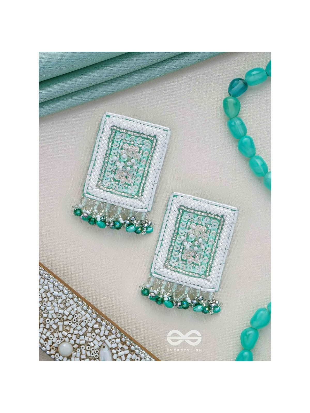 Aalekhya- The Pretty Painting- Sequins and Glass Beads Embroidered Earrings