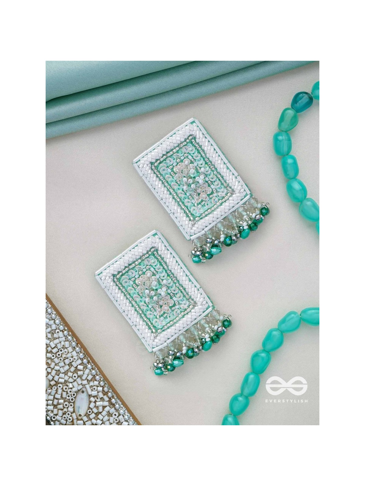 Aalekhya- The Pretty Painting- Sequins and Glass Beads Embroidered Earrings