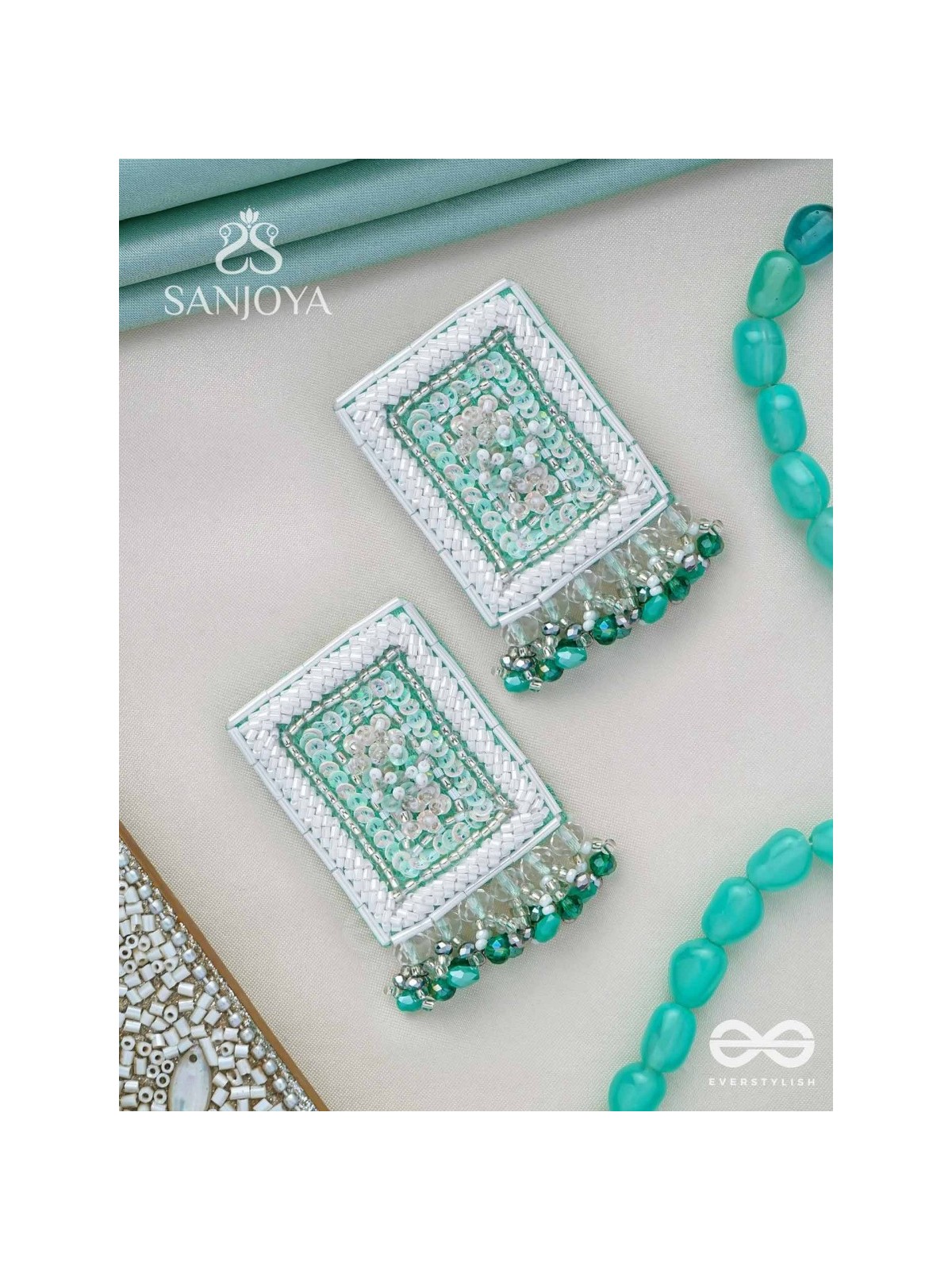 Aalekhya- The Pretty Painting- Sequins and Glass Beads Embroidered Earrings