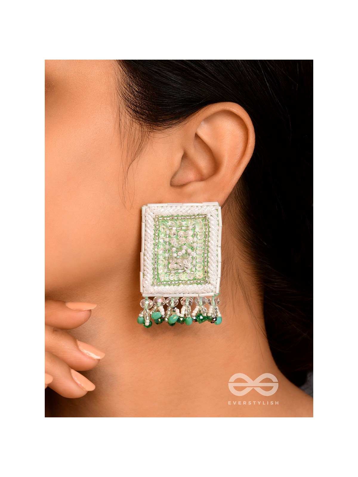 Aalekhya- The Pretty Painting- Sequins and Glass Beads Embroidered Earrings