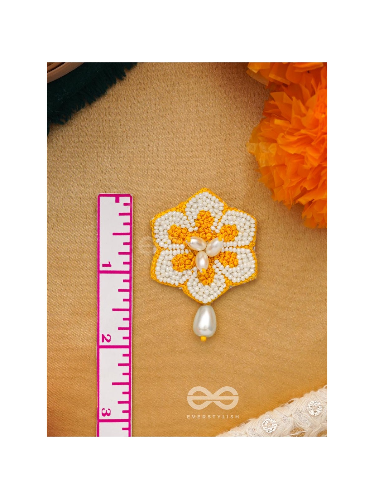 Elaana- The Charming Marigold- Pearls and Resham Embroidered Earrings
