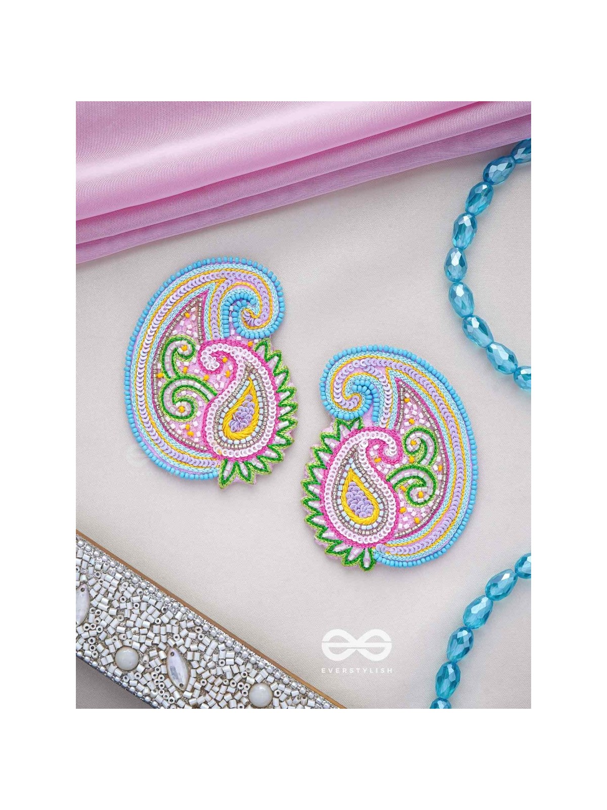 Dhavala- The Beautiful- Resham and Sequins Embroidered Earrings