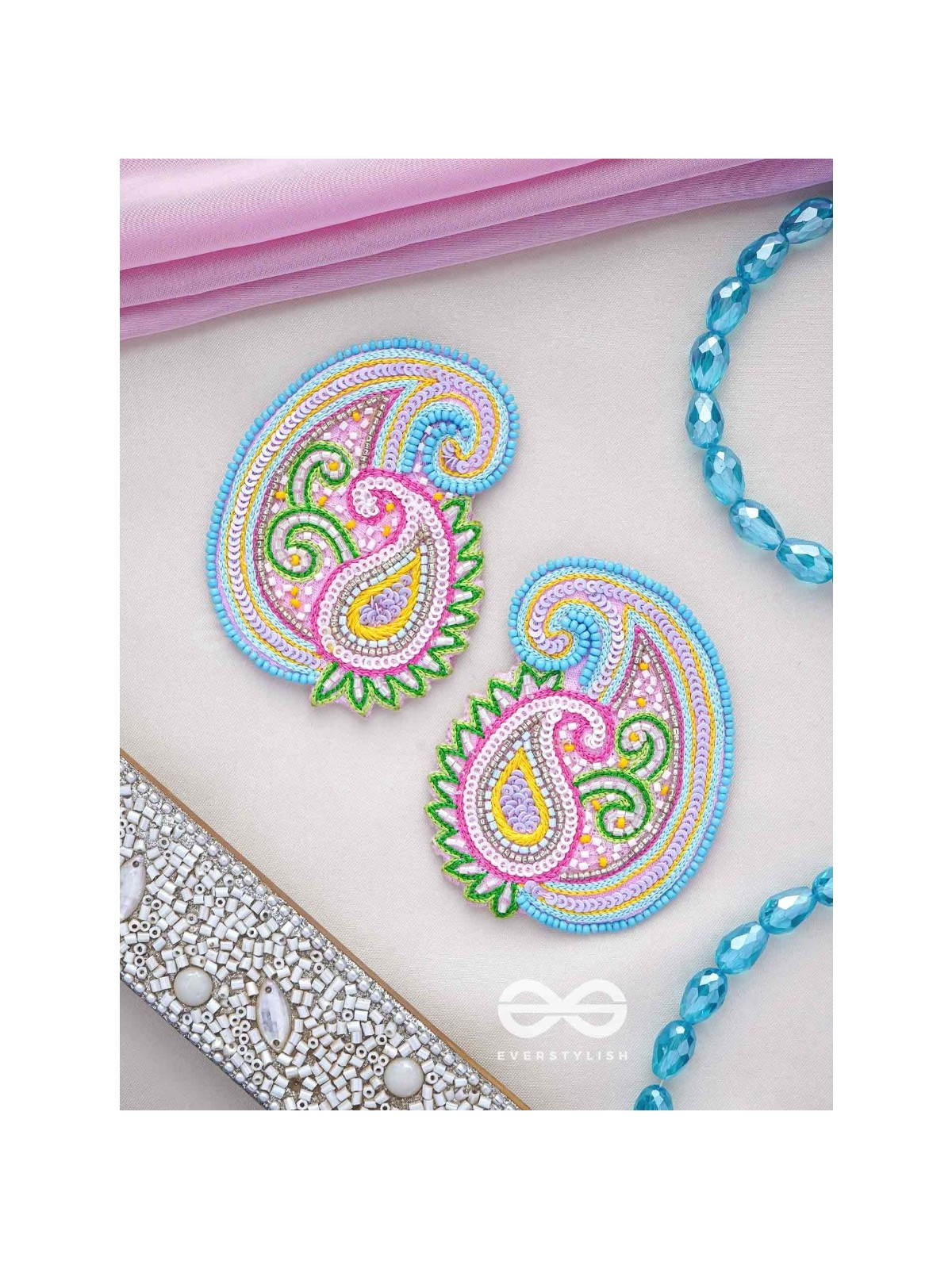 Dhavala- The Beautiful- Resham and Sequins Embroidered Earrings