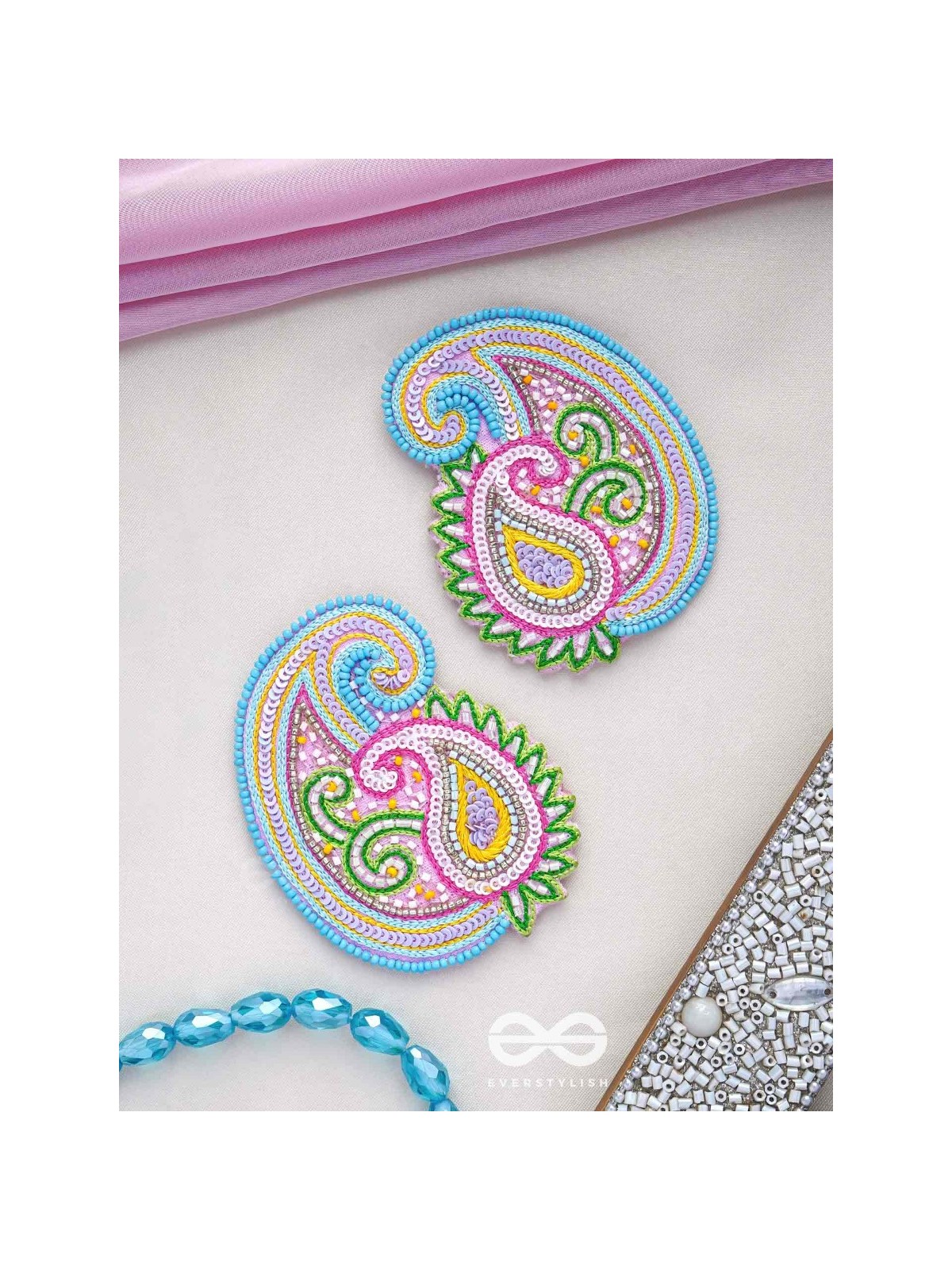 Dhavala- The Beautiful- Resham and Sequins Embroidered Earrings