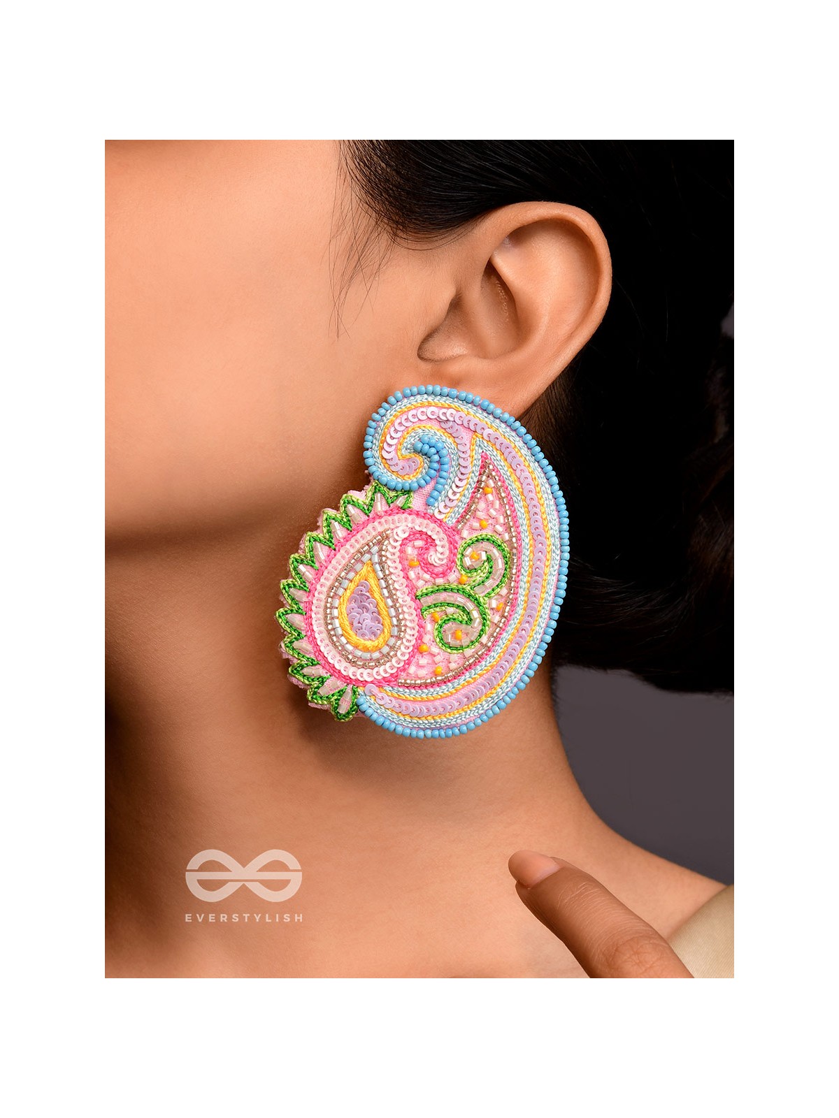 Dhavala- The Beautiful- Resham and Sequins Embroidered Earrings