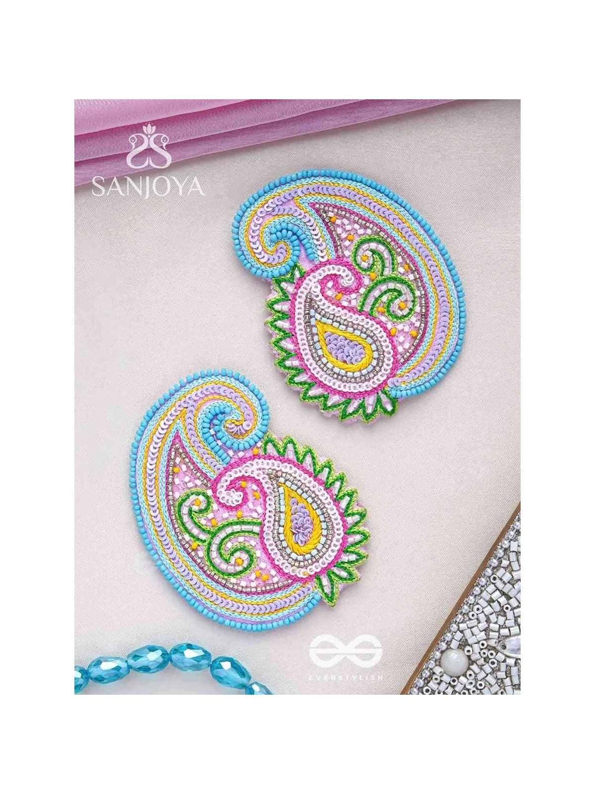 Dhavala- The Beautiful- Resham and Sequins Embroidered Earrings