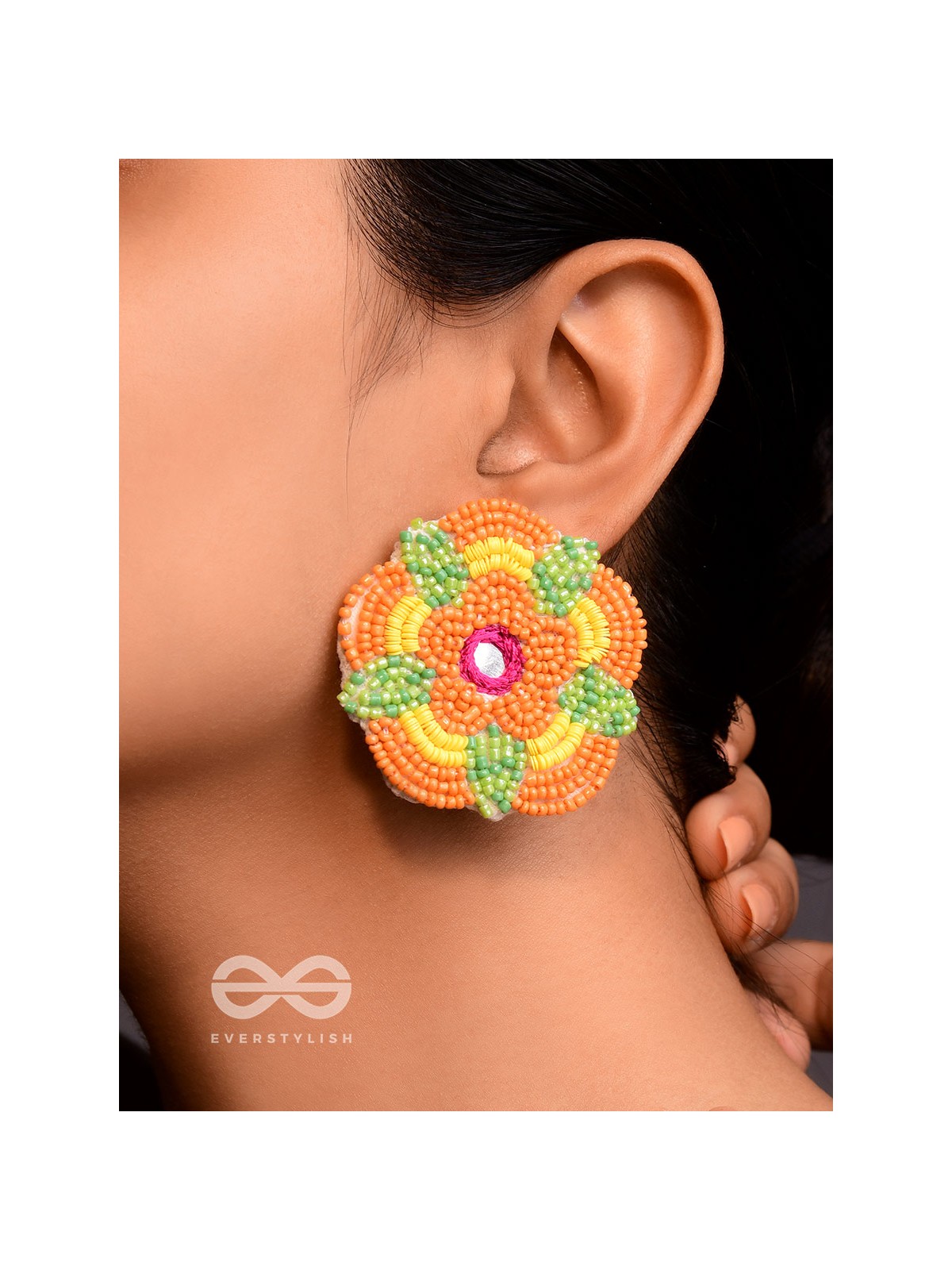 Maneeka- The Beautiful Bloom- Mirror and Resham Embroidered Earrings