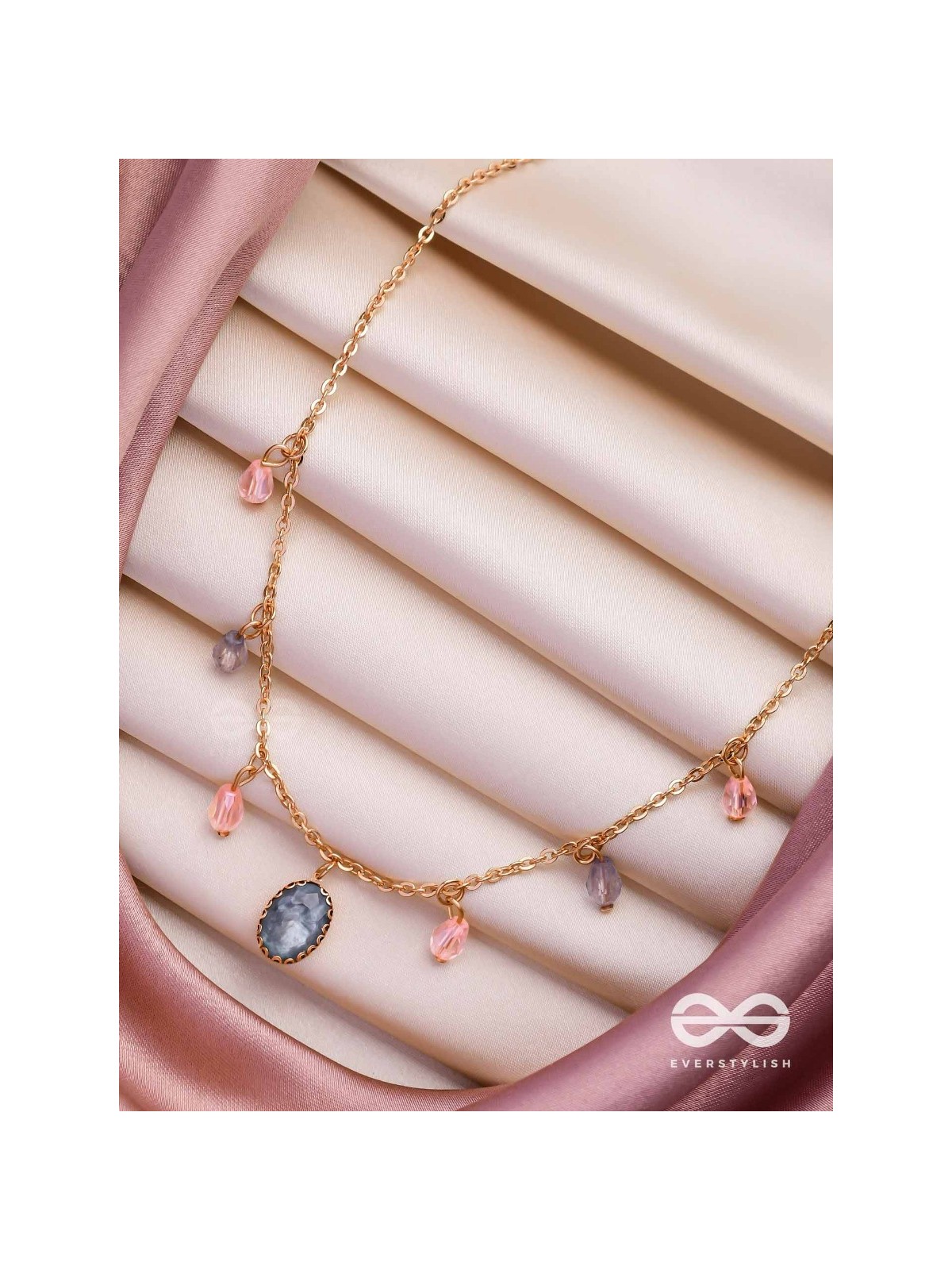 The Crystal Hail- Golden Embellished Necklace With Anti-Tarnish Coating