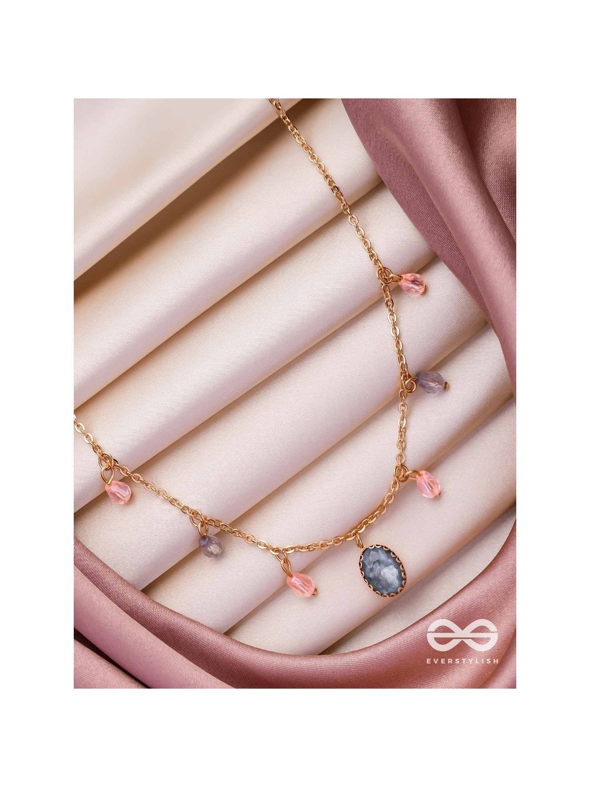 The Crystal Hail- Golden Embellished Necklace With Anti-Tarnish Coating