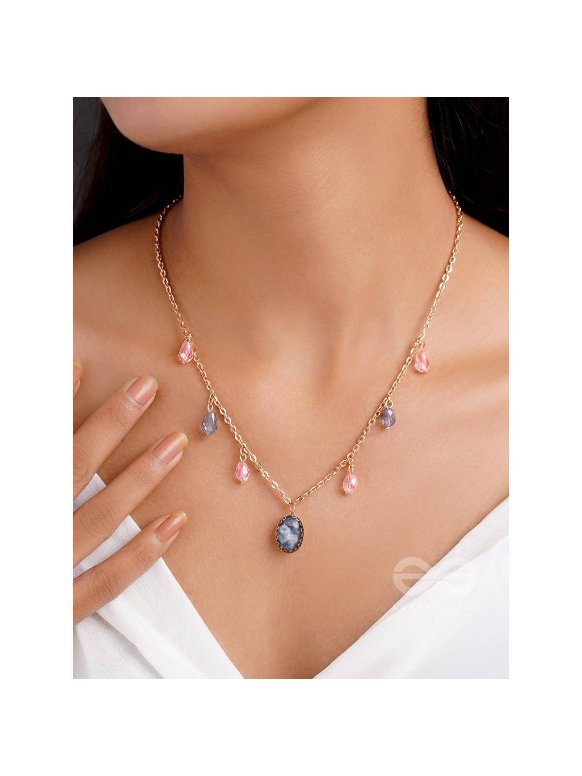 The Crystal Hail- Golden Embellished Necklace With Anti-Tarnish Coating