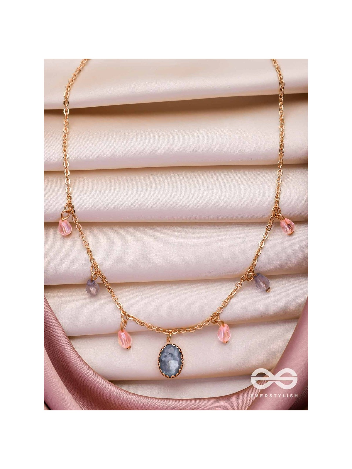 The Crystal Hail- Golden Embellished Necklace With Anti-Tarnish Coating