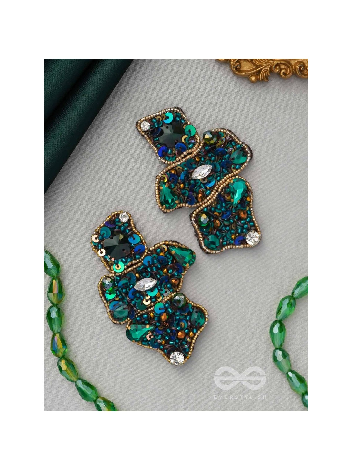 Dhvaanta- The Night Sky- Stone and Sequins Embroidered Earrings