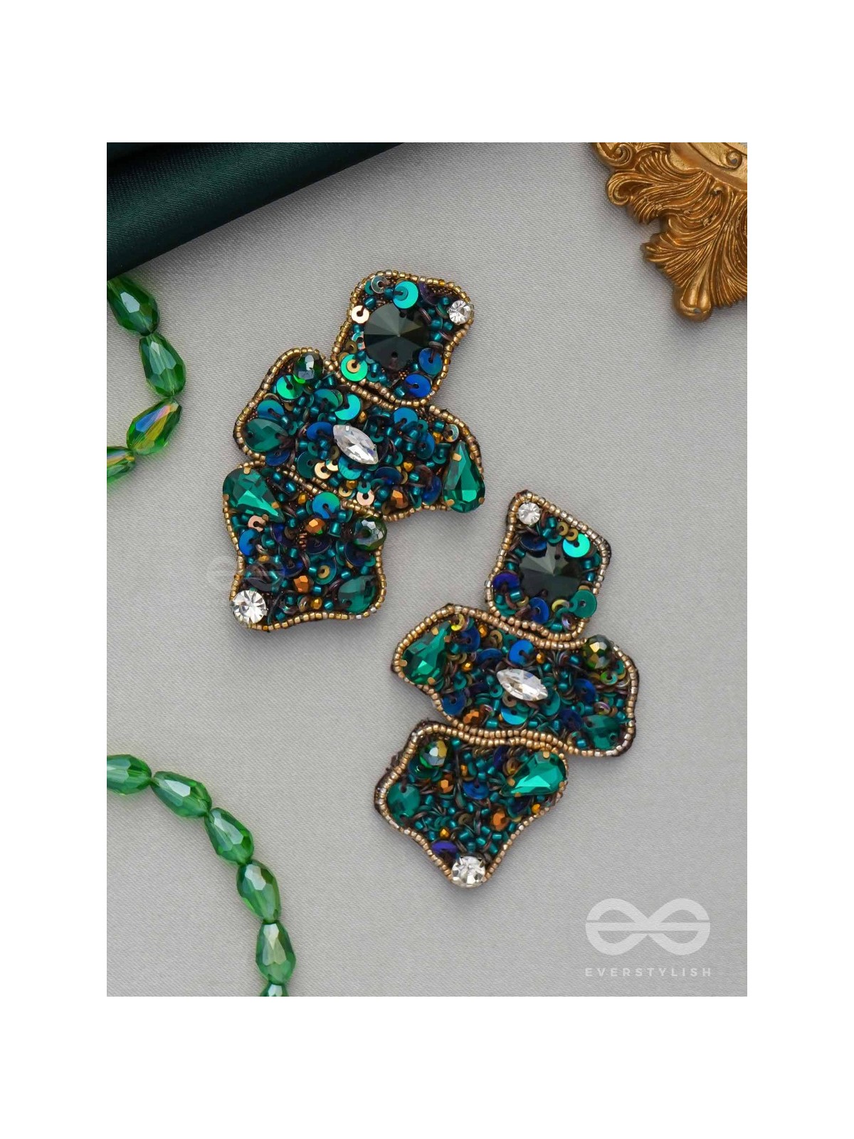 Dhvaanta- The Night Sky- Stone and Sequins Embroidered Earrings