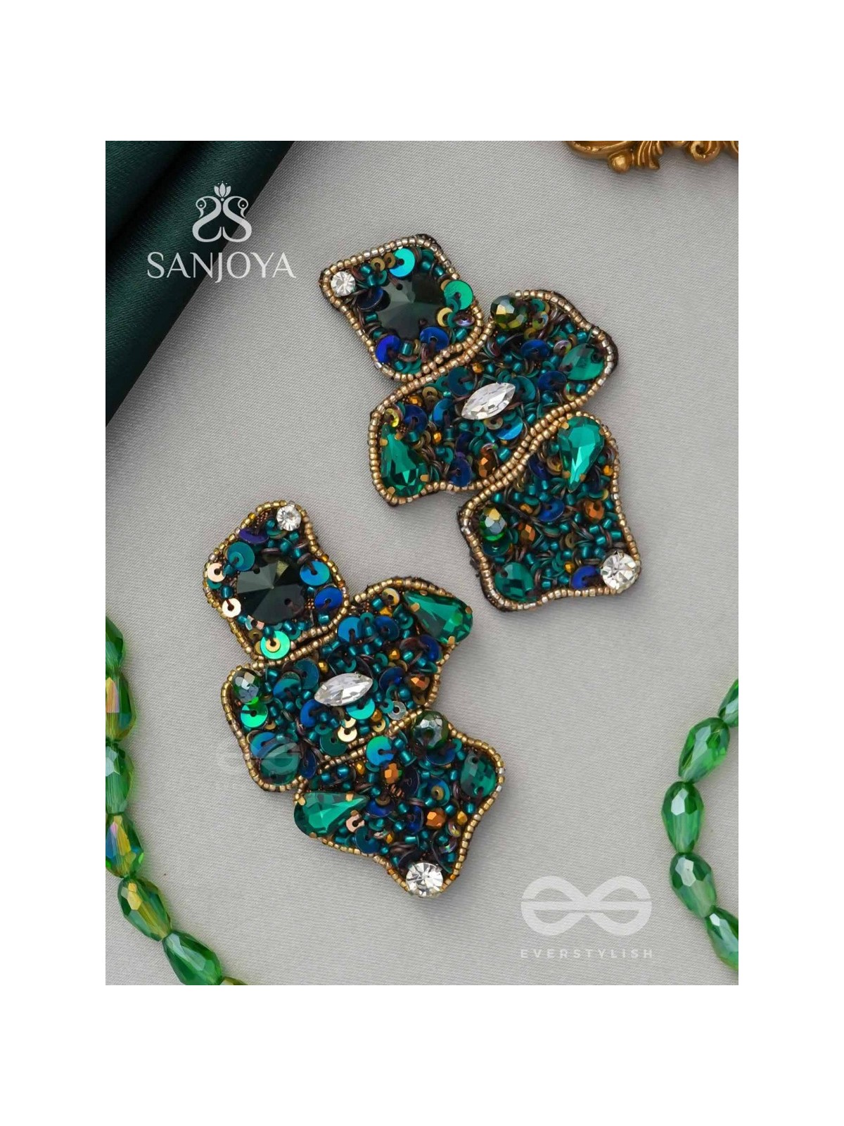 Dhvaanta- The Night Sky- Stone and Sequins Embroidered Earrings