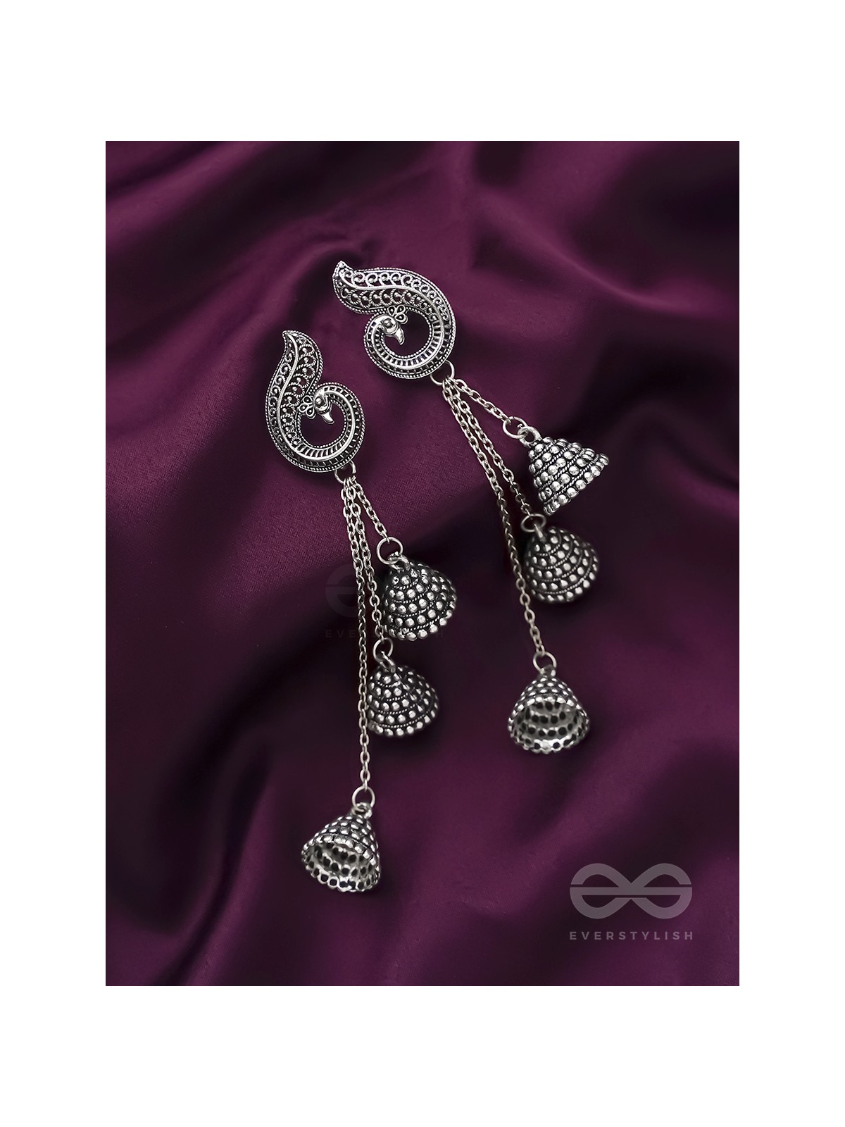 The Tolling Bells- Oxidised Jhumka Earrings