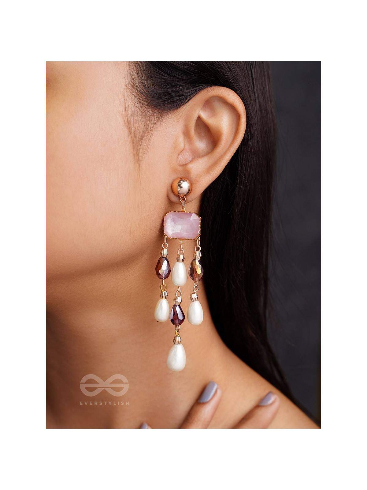 The Jazzy Chandelier- Golden Embellished Earrings