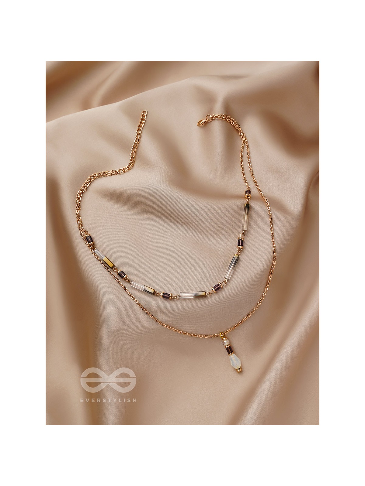The Glazy Droplet - Golden Layered Necklace With Anti-Tarnish Coating