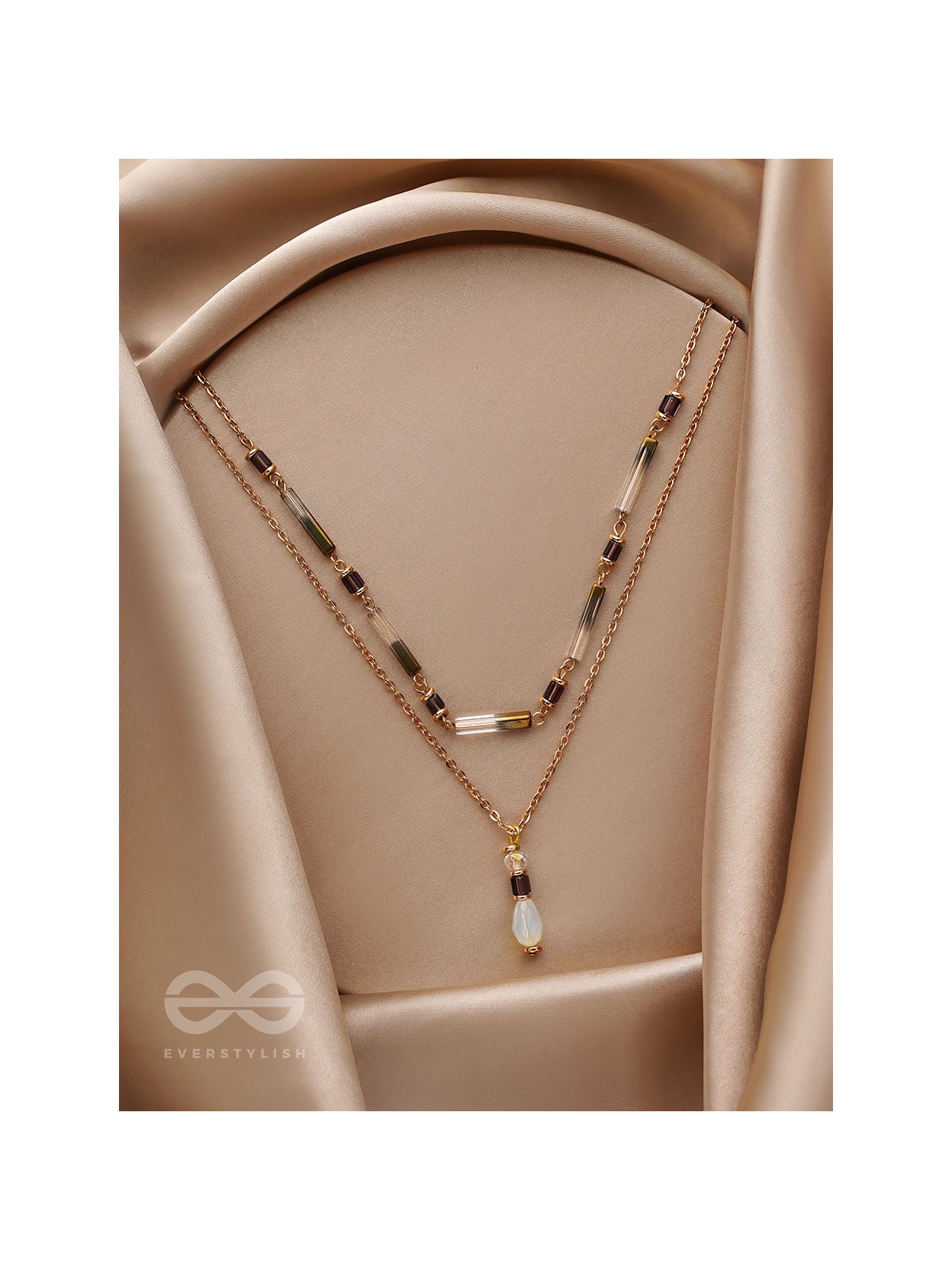 The Glazy Droplet - Golden Layered Necklace With Anti-Tarnish Coating