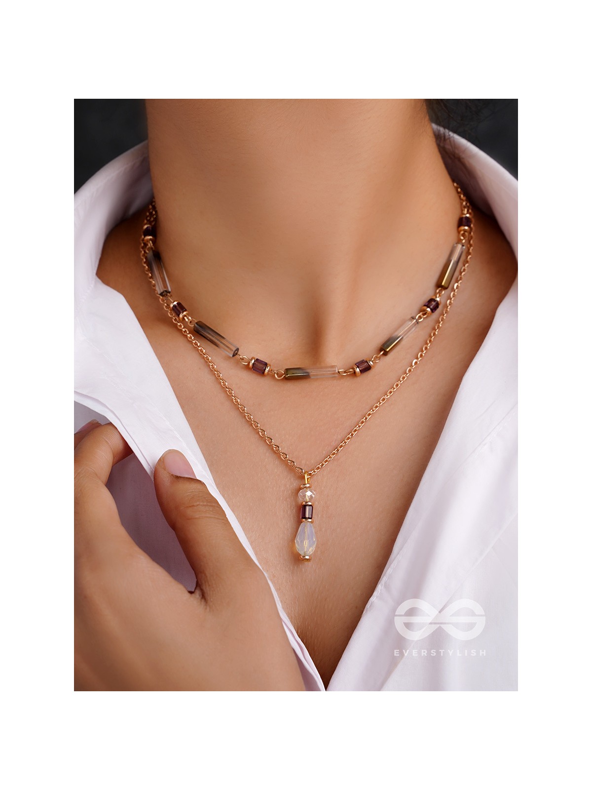 The Glazy Droplet - Golden Layered Necklace With Anti-Tarnish Coating