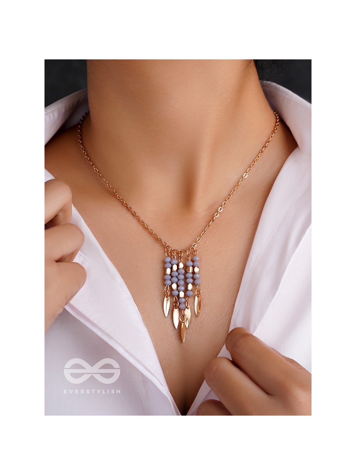 The Splashy Sleet- Golden Embellished Necklace With Anti-Tarnish Coating