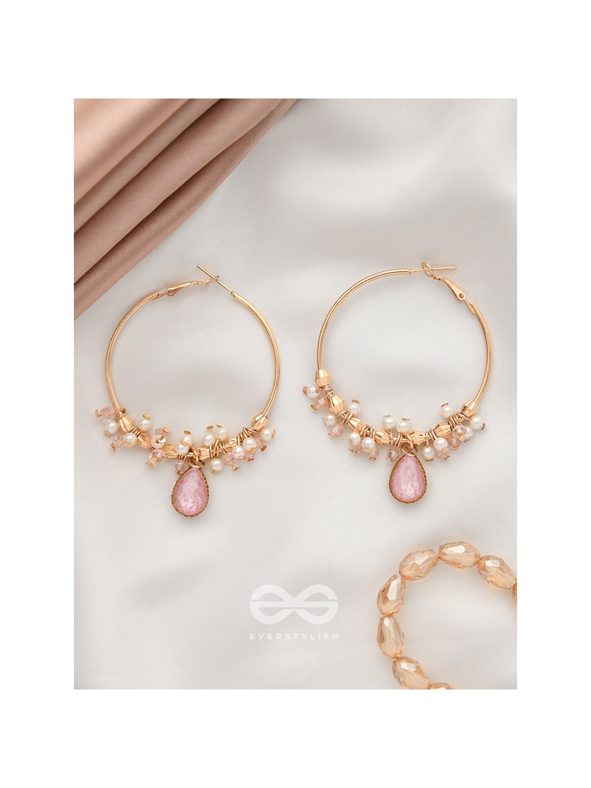 The Star Ruby- Golden Embellished Earrings