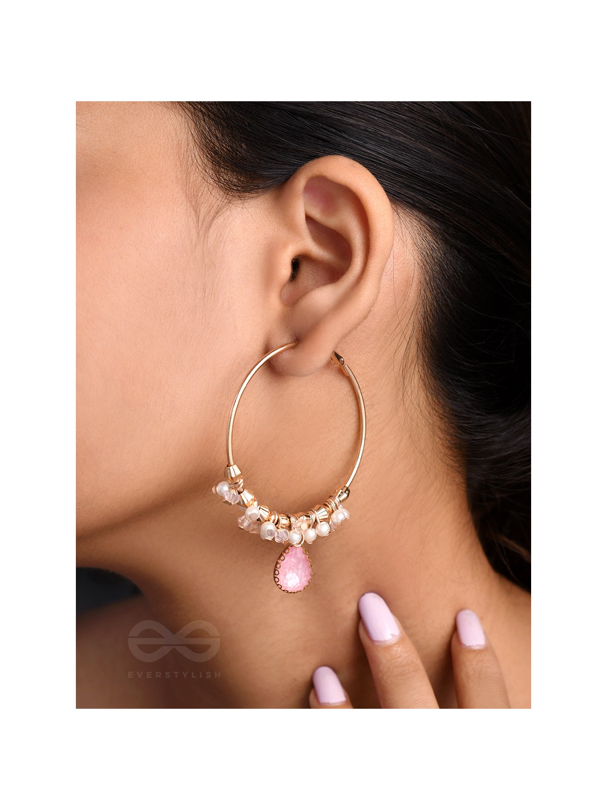 The Star Ruby- Golden Embellished Earrings