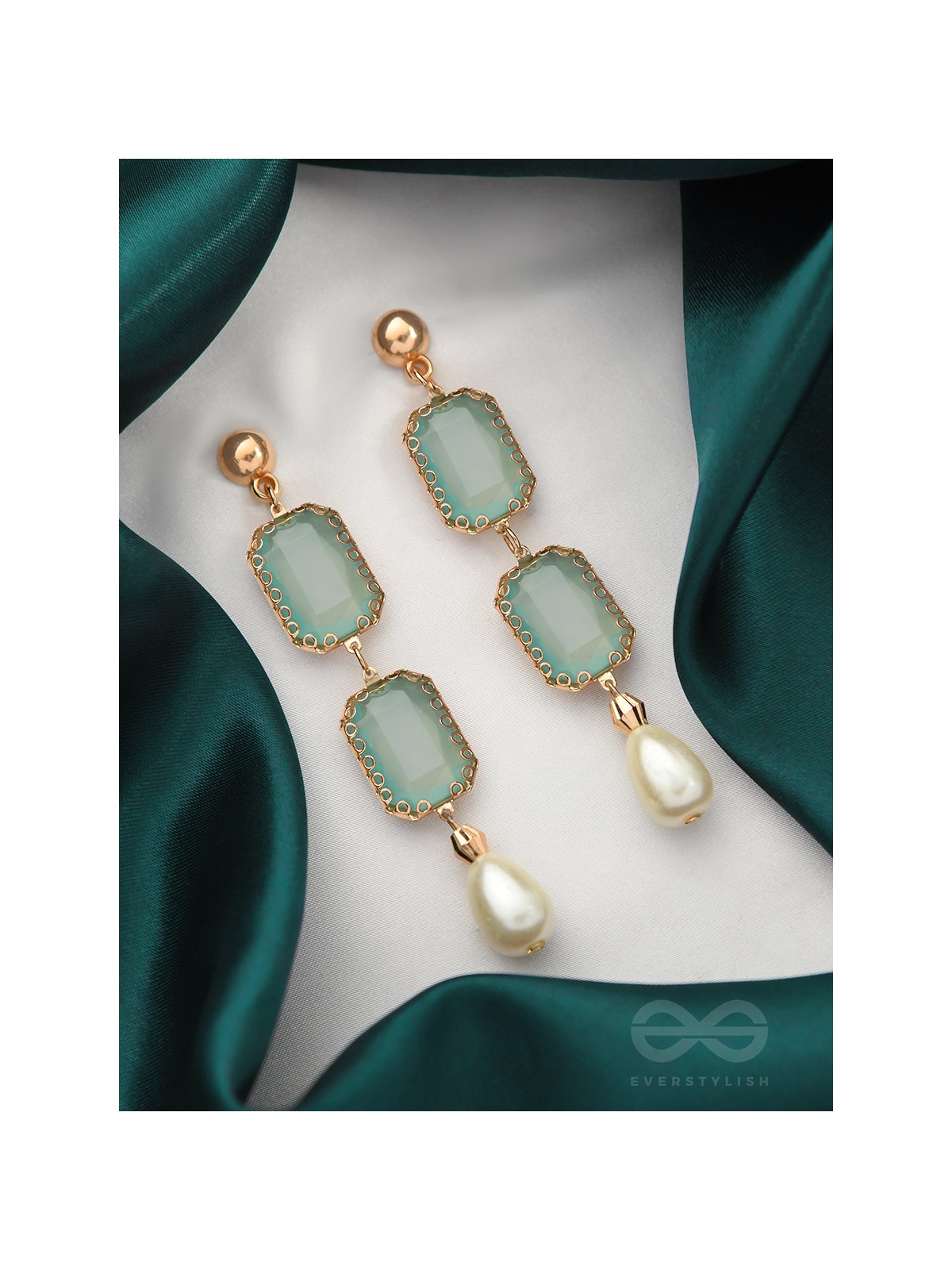 The Mirror Image- Golden Embellished Earrings