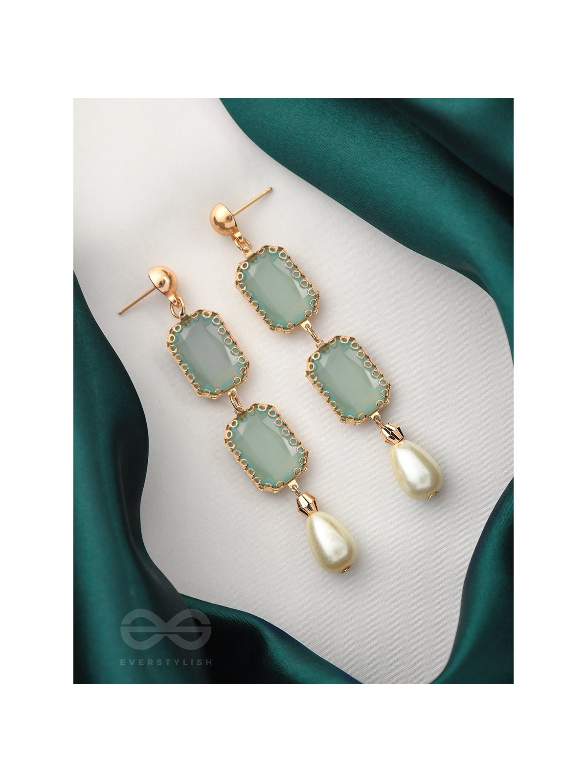 The Mirror Image- Golden Embellished Earrings