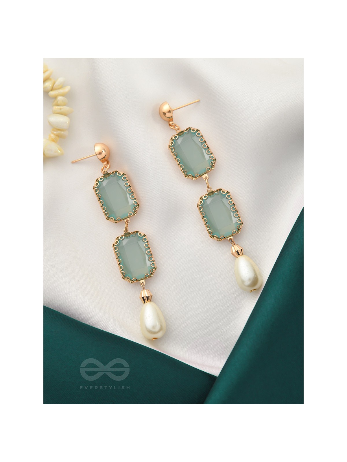 The Mirror Image- Golden Embellished Earrings