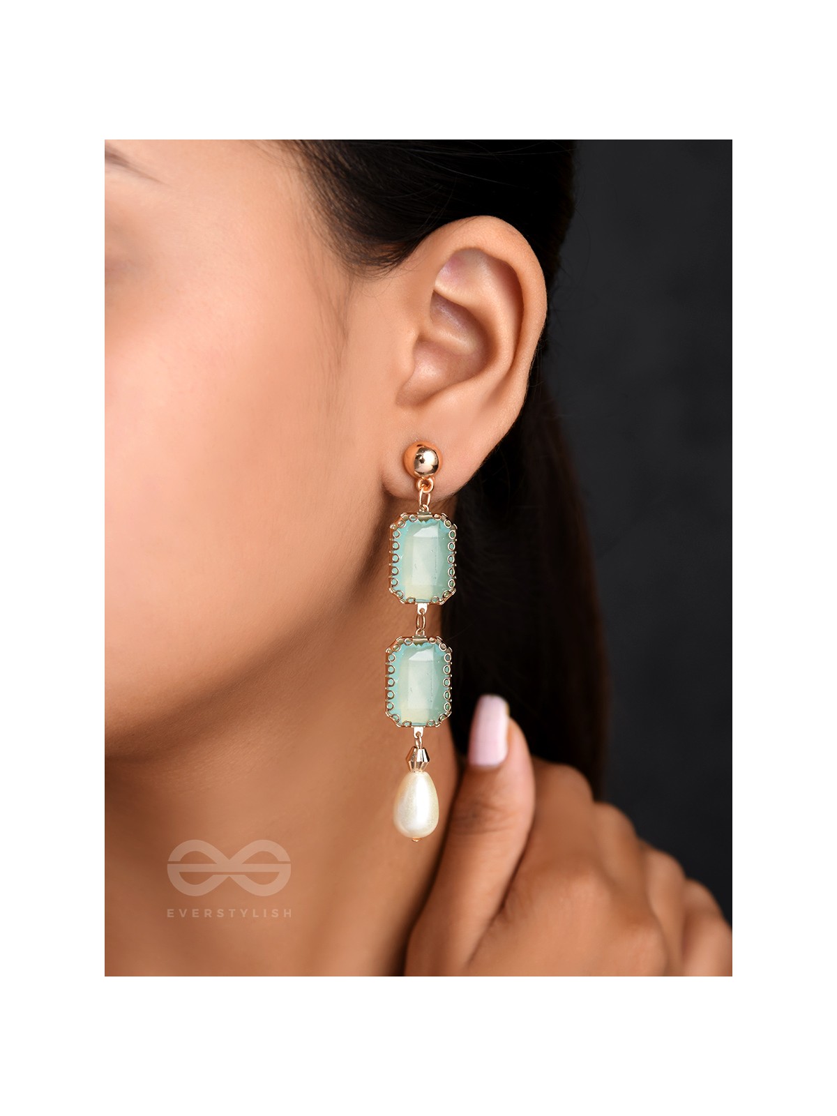 The Mirror Image- Golden Embellished Earrings