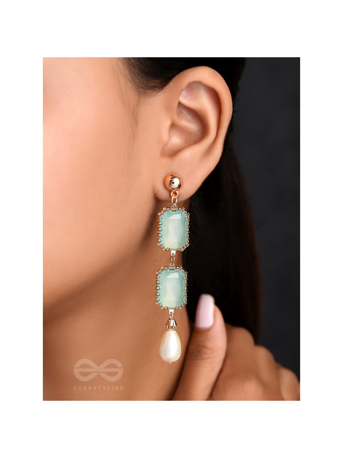 The Mirror Image- Golden Embellished Earrings