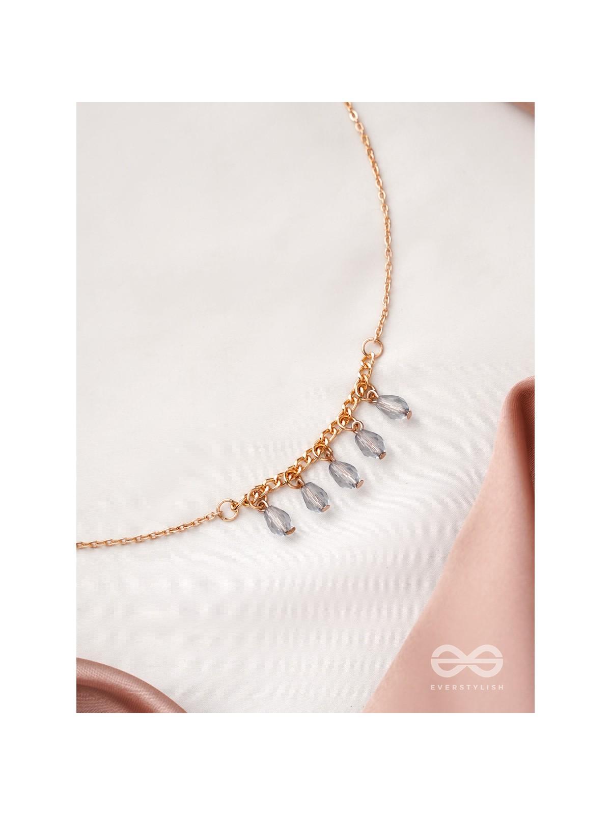 The Dripping Rain- Golden Embellished Necklace With Anti-Tarnish Coating 