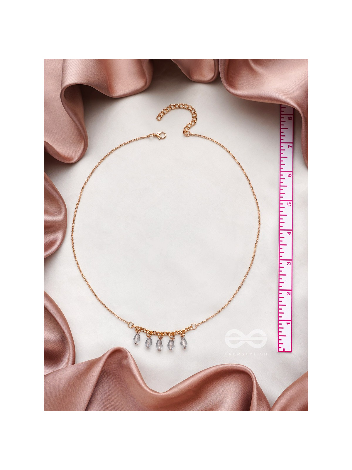 The Dripping Rain- Golden Embellished Necklace With Anti-Tarnish Coating 