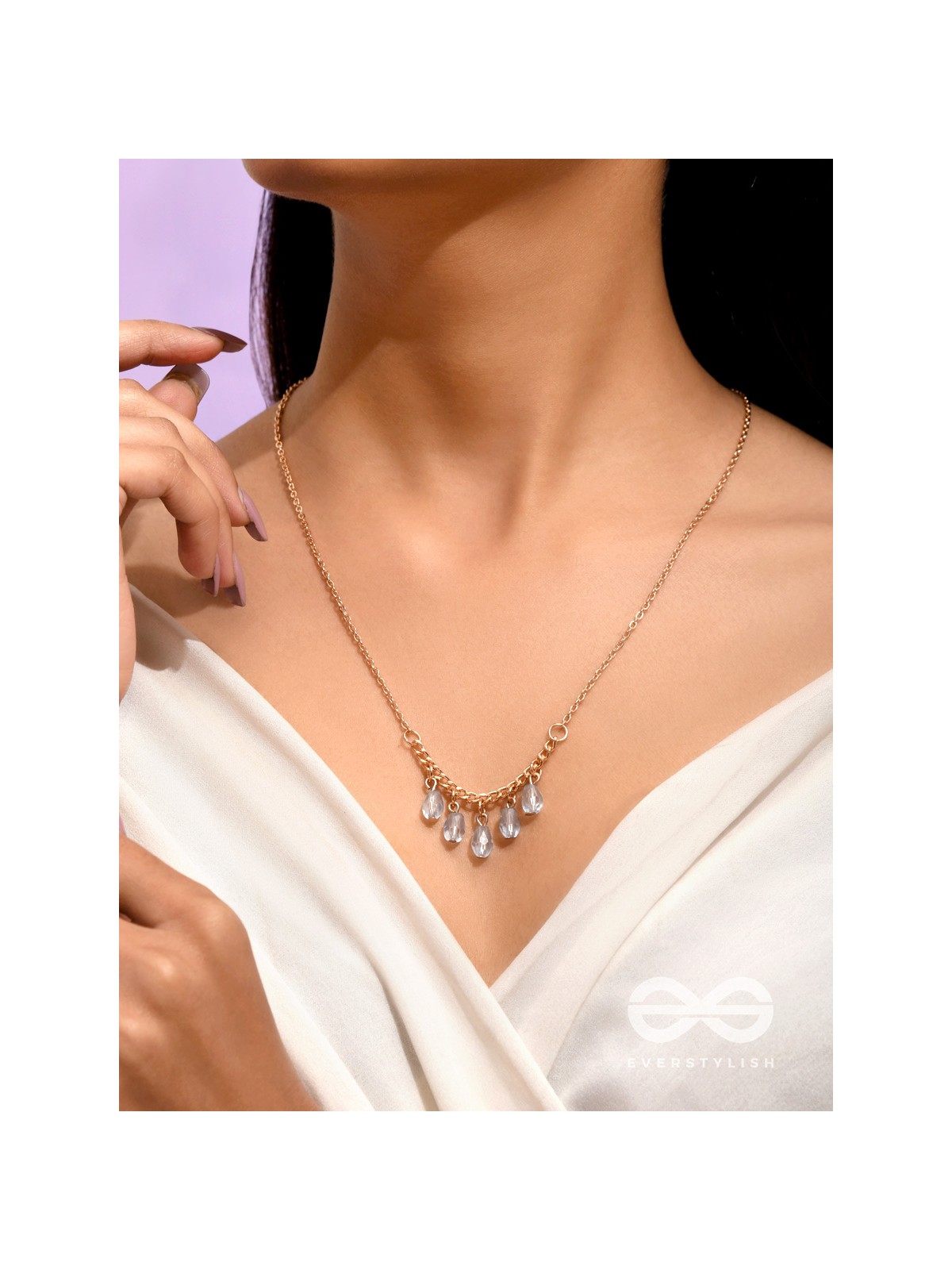 The Dripping Rain- Golden Embellished Necklace With Anti-Tarnish Coating 