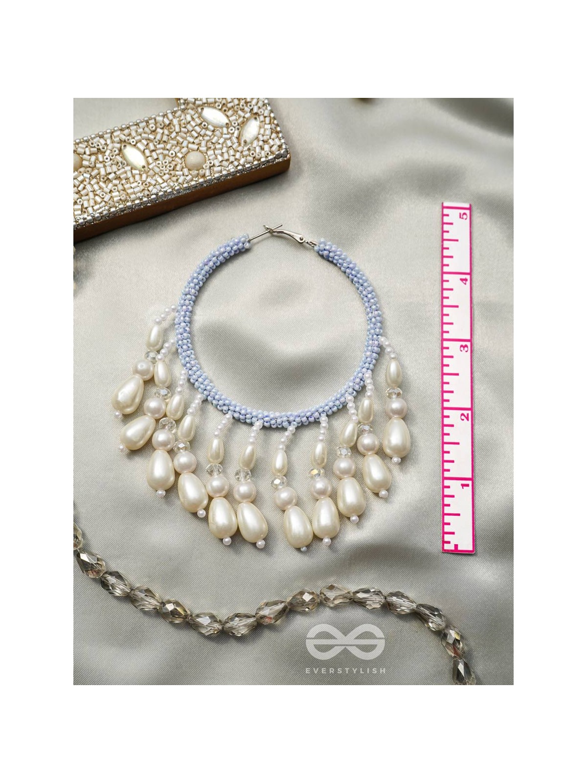 Mihika- The Splendid Snow- Pearls and Beads Embroidered Earrings