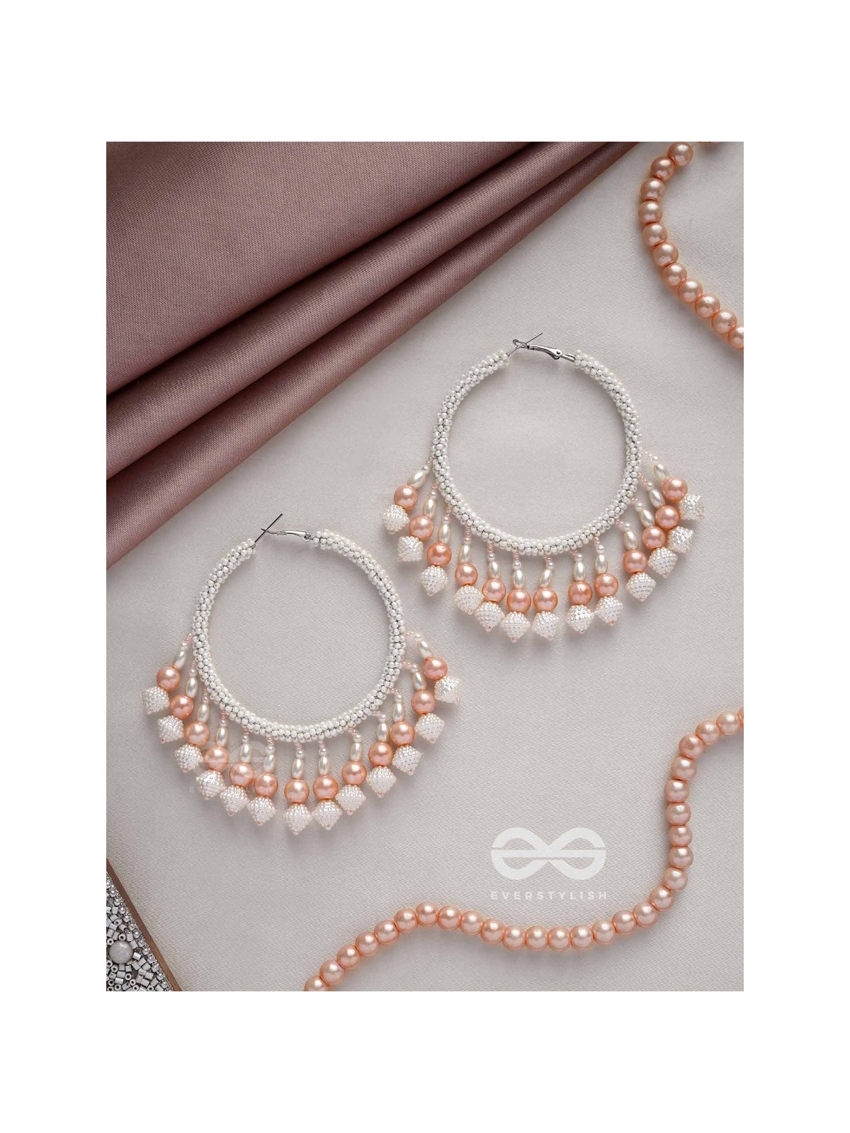 Kairavi- The Pristine Moonlight- Pearls and Beads Embroidered Earrings