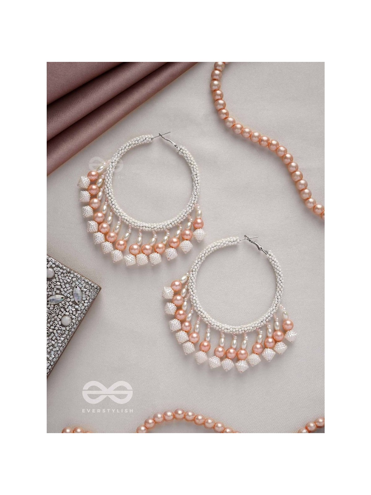 Kairavi- The Pristine Moonlight- Pearls and Beads Embroidered Earrings