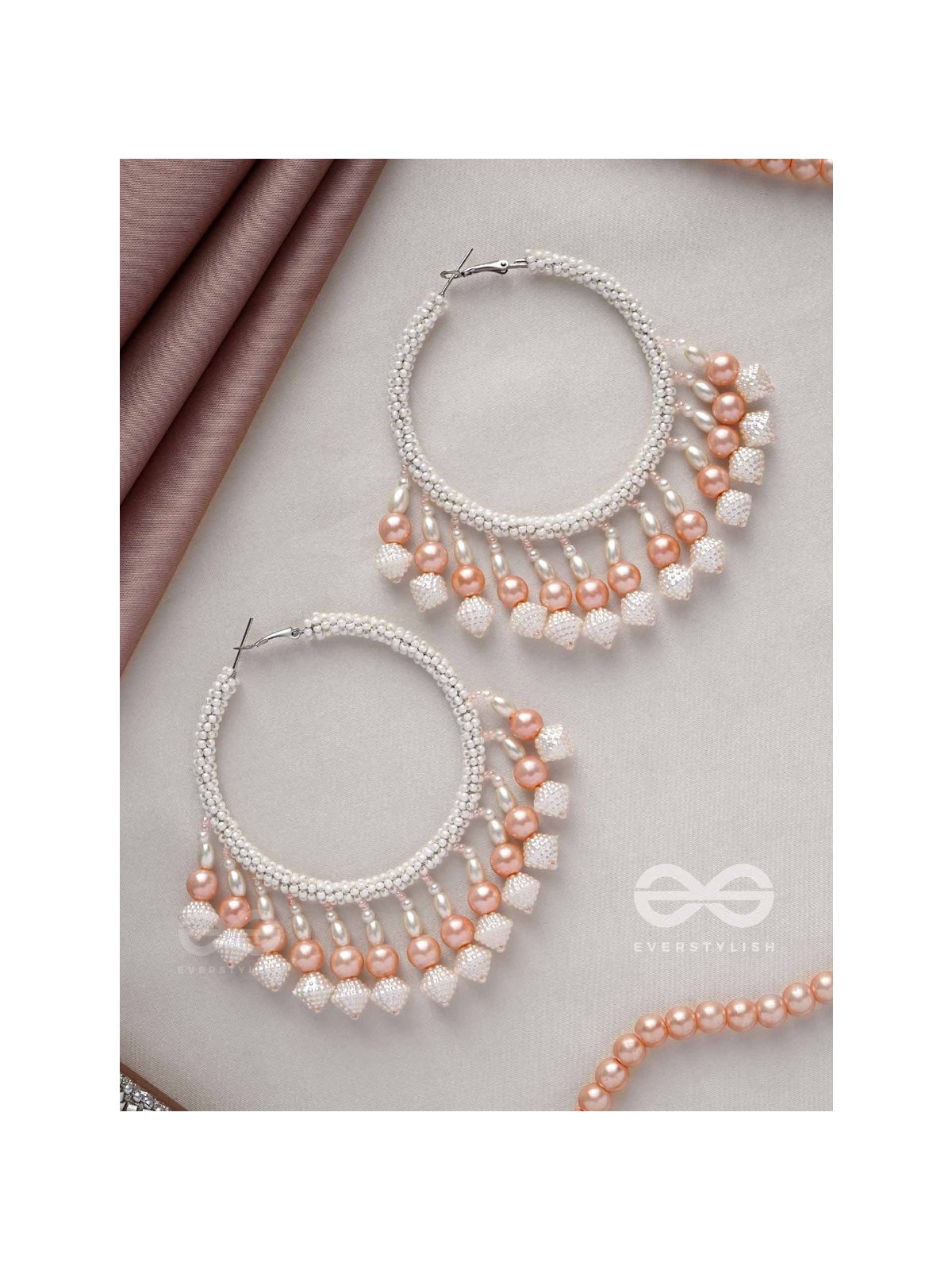 Kairavi- The Pristine Moonlight- Pearls and Beads Embroidered Earrings