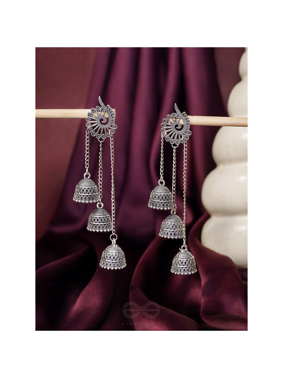 The Dusky Trinity- Oxidised Jhumka Earrings
