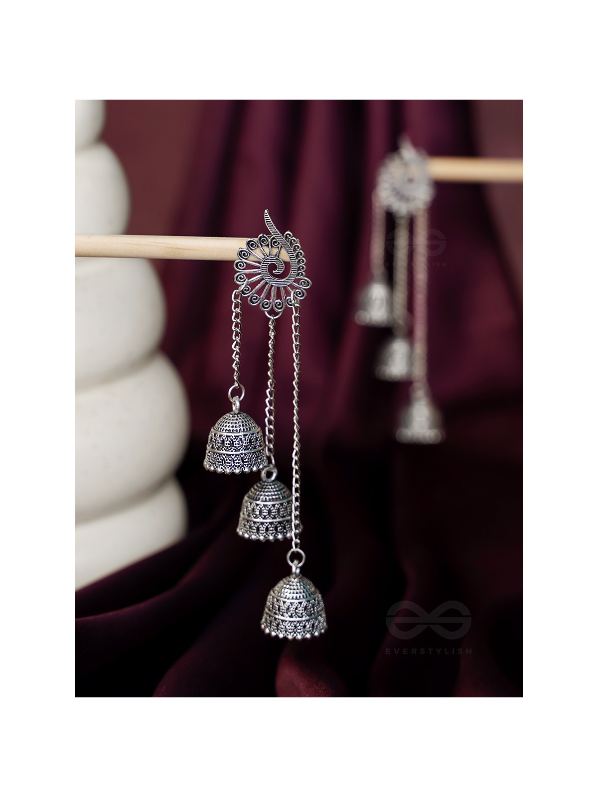 The Dusky Trinity- Oxidised Jhumka Earrings