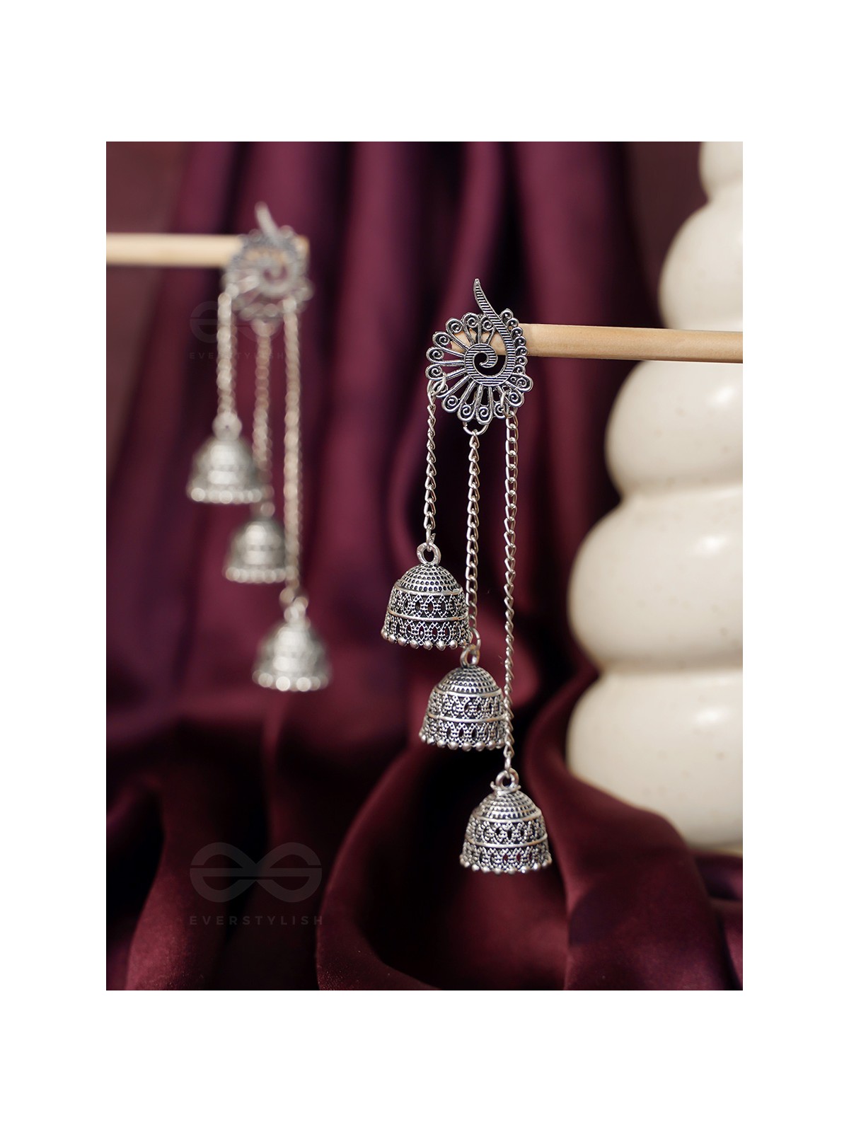 The Dusky Trinity- Oxidised Jhumka Earrings