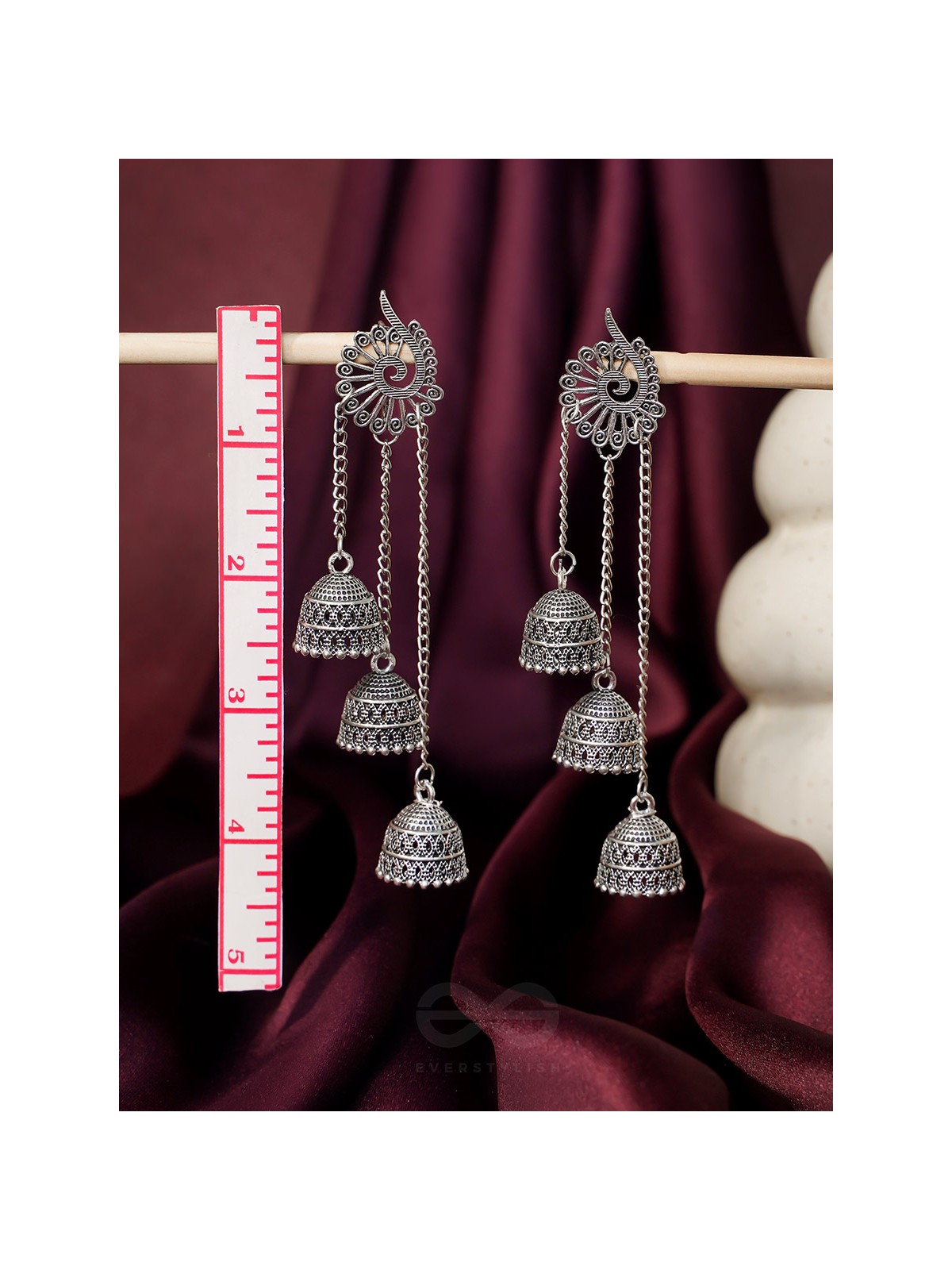 The Dusky Trinity- Oxidised Jhumka Earrings
