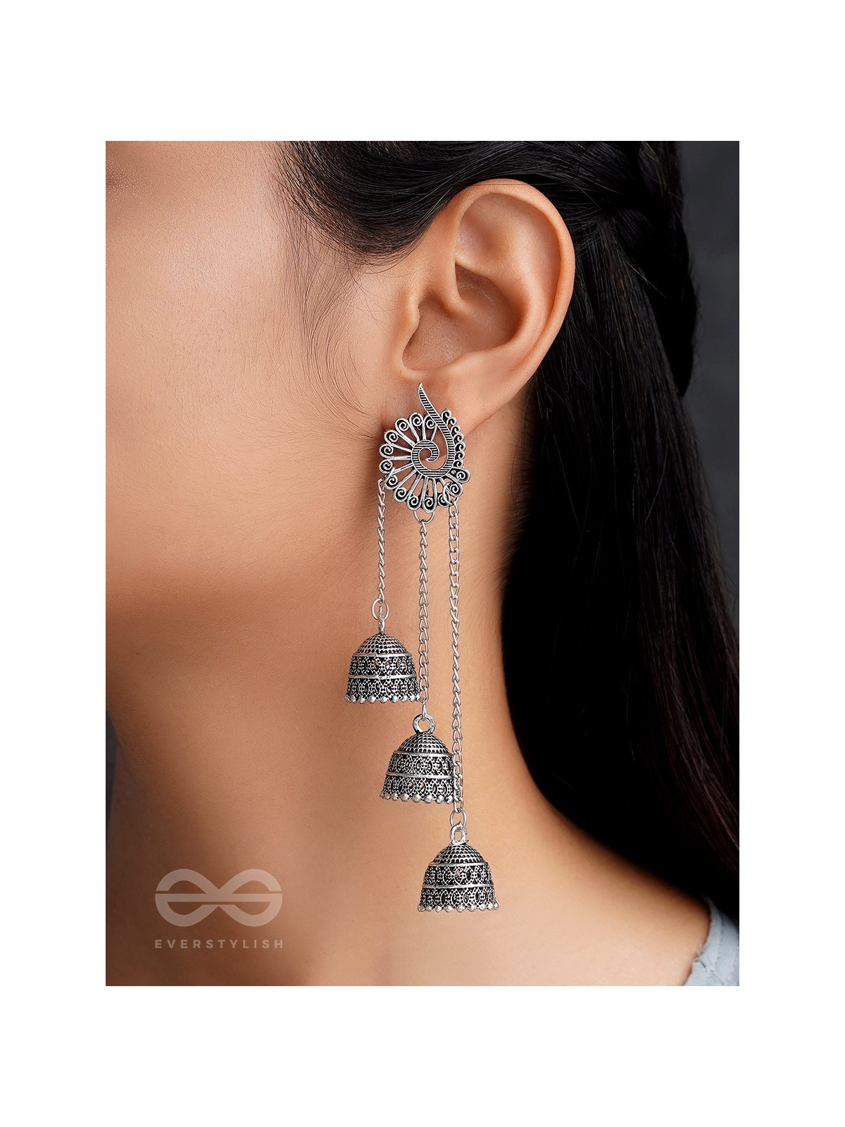 The Dusky Trinity- Oxidised Jhumka Earrings