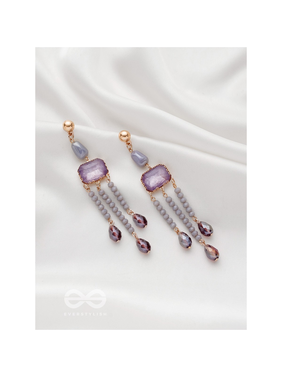 The Wine Drizzle- Golden Embellished Earrings